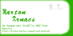 marton krnacs business card